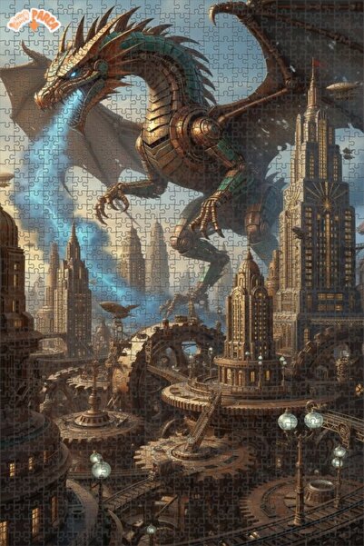 Esranın Dünyası لغز خشبي ميكانيكي بإطار مزدوج الطبقات من مدينة التنين 1000 قط...