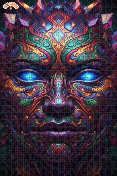 Esranın Dünyası Psychedelic Face Patterned Oil Painting Lookalike Wooden Puzz...
