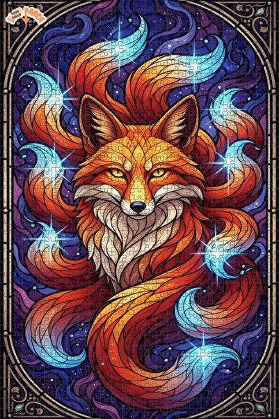 Esranın Dünyası لغز خشبي مكون من مزدوج الطبقات إطارًا مع شكل ثعلب سحري مغطى ب...