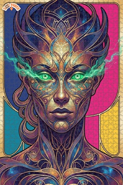 Esranın Dünyası Mysterious Space Woman Print Appearance Art Nouveau Double-La...