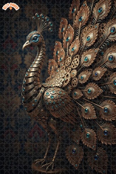 Esranın Dünyası لوحة زيتية ميكانيكية لطائر الطاووس الذهبي ذو العيون الزمردية،...