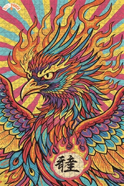 Esranın Dünyası Firebird Patterned Oil Painting Lookalike Double-Layer Framed...