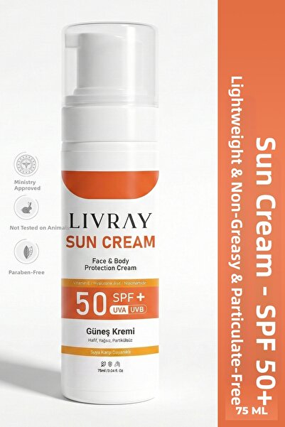 Livray كريم الشمس 75 مل - خفيف الوزن وخالي من الدهون وحماية الوجه والجسم