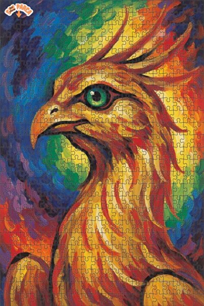 Esranın Dünyası Flame Winged Emerald-Eyed Phoenix Oil Painting Double-Layer F...