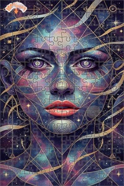 Esranın Dünyası Galactic Geometry Artist's Women's Portrait Watercolor Double...