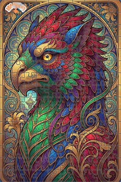 Esranın Dünyası Mysterious Phoenix Art Print Double-Layer Framed Wooden Puzzl...