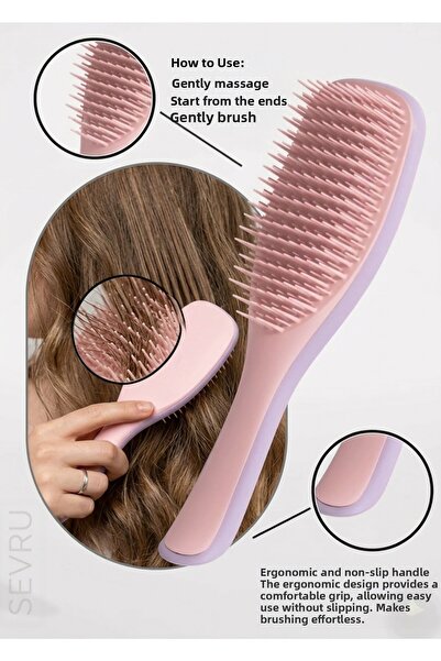 SEVRU تفتيح الشعر، مشط تدليك الشعر ذو التروس المزدوجة، فرشاة شعر، مشط 3 ألوان