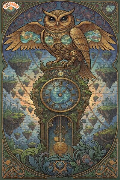 Esranın Dünyası لغز خشبي على شكل بومة ميكانيكية سحرية مزدوج الطبقات إطارًا 50...