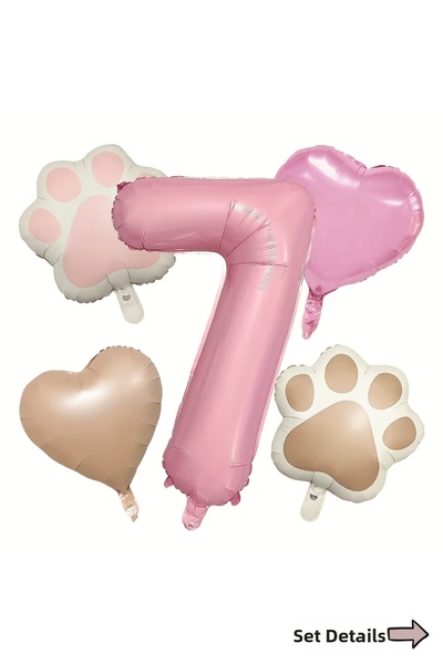 Bunloon 7 Year Old Birthday Party Decoration Set Number Heart Paw Foil Balloon