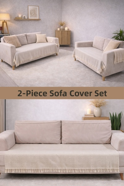 pamore 2Pcs of Cotton Pieces Sofa Cover 115X200 cm |   Protective Front S Fri...