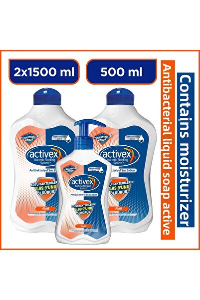 Activex Liquid Soap Active 2X1.5 Lt + 500 ml Contains Moisturizer