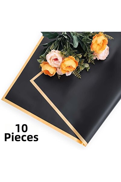 ASL ArtPaper ورق تغليف الزهور ذو حواف ذهبية سوداء وورق باقة الزهور مقاوم للما...