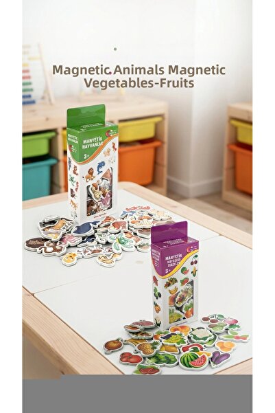 esplendor مجموعة ألعاب مغناطيسية تعليمية، 30 حيوانًا و26 مغناطيسًا للخضروات و...