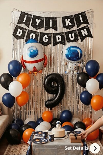 Bunloon 9 Year Old Space Themed Birthday Party Decoration Set Astronaut Rocke...