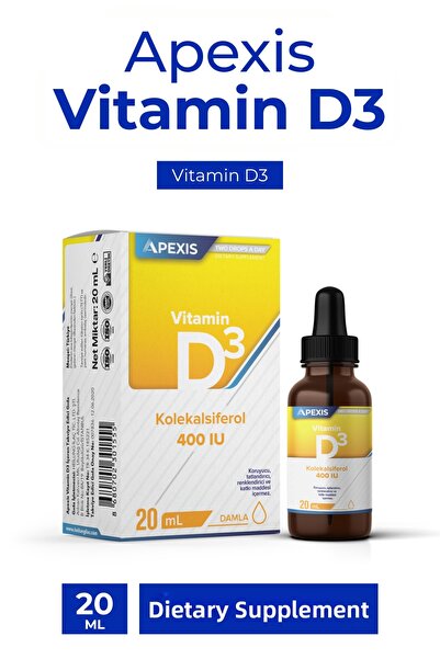 Apexis Vitamin D3 Cholecalciferol Drops 20 ml 400 Iu