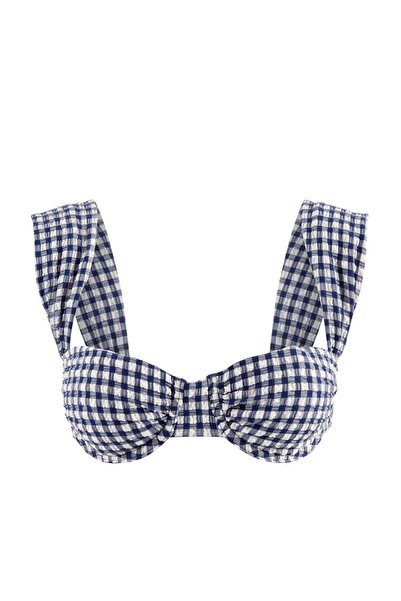 Trendyol Collection Top de bikini tip balconet, acoperit, în albastru închis ...