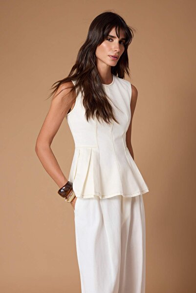 Trendyol Collection Джинсова блуза екрю TWOSS25BZ00360