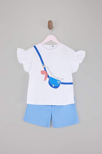 TRENDYOLKIDS Ecru Printed Knitted Top and Bottom Set Tkdss26Au00067