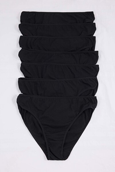 Trendyol Curve Black Regular Waist 7-Pack Classic Plus Size Panties Tbbss26Cm...