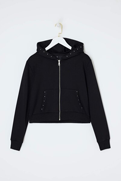 Trendyol Collection Black Oversized /Wide Fit Hooded 3 Yarn Non-Embellished K...