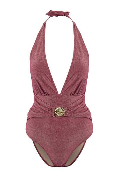 Trendyol Collection Costum de baie cu decolteu în V adânc și accesorii cu scl...