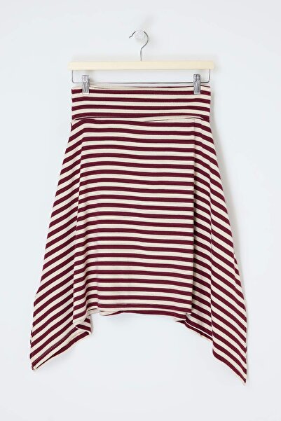 ترينديول كوليكشن تنورة محبوكة ناعمة متعددة الألوان مخطط A-Kalip/شكل الجرس غير...