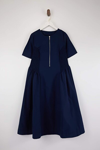 Trendyol Curve Rochie bleumarin poplin țesut mărime mare TBBSS26AH00177