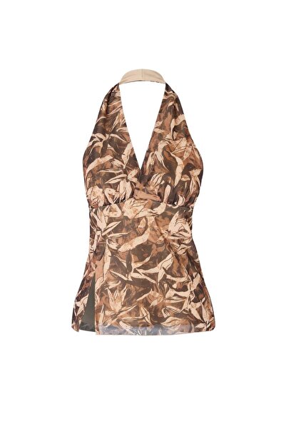 Trendyol Kollektion Mehrfarbige, geblümte, figurbetonte, ärmellose, gestrickt...