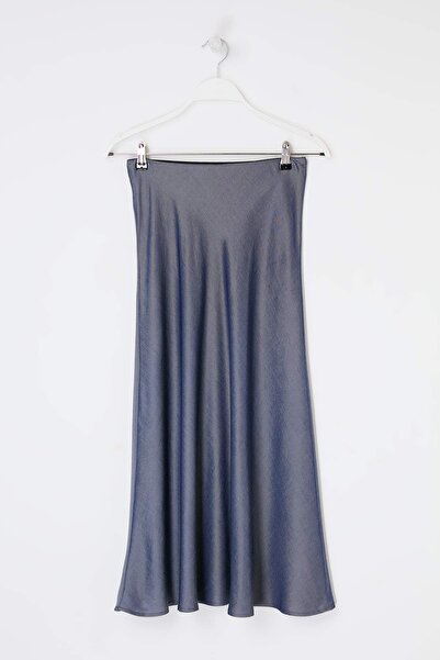 Trendyol Modest Ιντιγκό Σατέν Φούστα TCTSS26EE00033