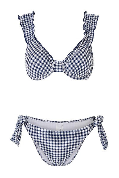 Trendyol Collection Καρό Με σχέδιο Σετ μπικίνι Brazilian με κανονική μέση με ...