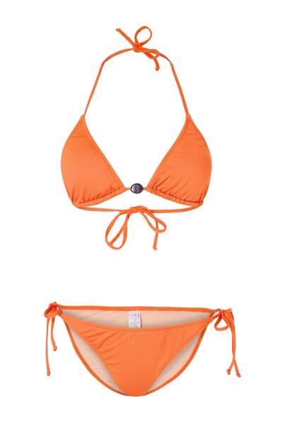 Trendyol Collection Orangefarbenes, dreieckig bedecktes Bikini-Set mit normal...