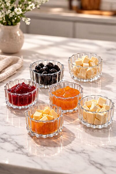 YzHome 6-Piece Crystal Glass Bowl Magnolia Pudding Ice Cream Dessert Bowl Mag...
