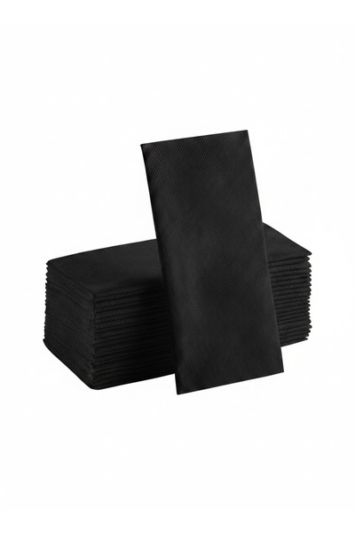 AIRLAID Meyart Siyah Kumaş Dokulu Airlaid Servis Peçetesi 40x40 1/8 Kitap Kat...