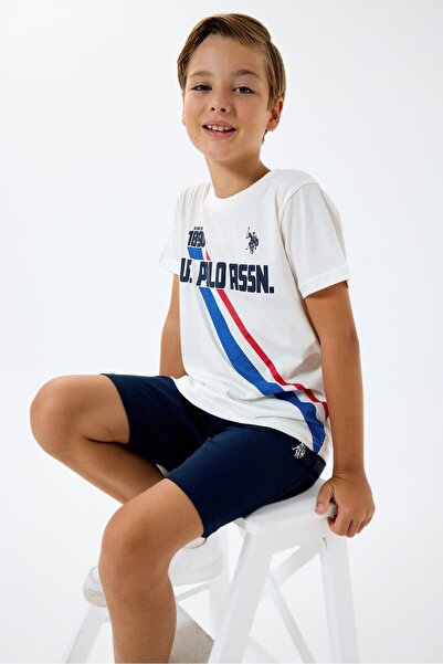 U.S. Polo Assn. بدلة برمودا مطرزة للأولاد US2443-C-V1
