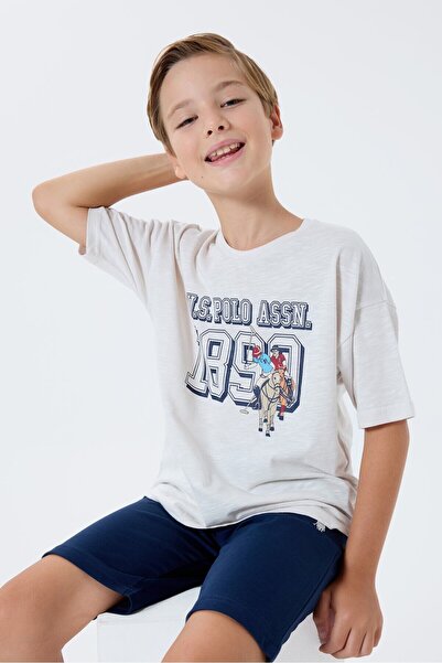 U.S. Polo Assn. بدلة برمودا مطرزة للأولاد US2444-C-V2