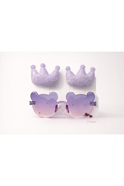 Darya Dd366 Purple Princess Crown Hairpin and Mickey Mouse Glasses Set (2-Pie...