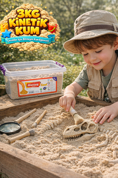 HEROES 3 Kg Natural Kinetik Kum (Doğal Renk) - Akışkan ve Dağılmayan Eğitici ...