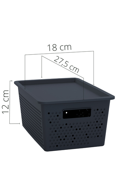 Trend Maison Çok Amaçlı Düzenleyici Organizer 4 L. Plastik Kapaklı Saklama Kutusu 3 Adet Antrasit