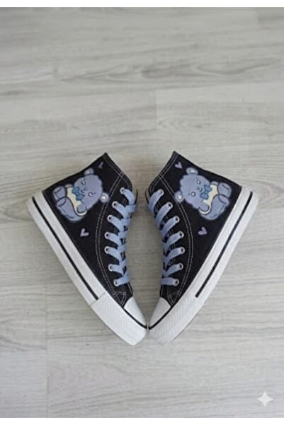 ELİTE STEP Pantofi sport negru-alb cu imprimeu Bear High Top sneakerși