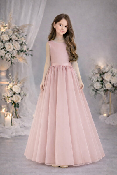 nsmkidslife حفلة عيد ميلاد - فستان طويل للفتيات ذو رقبة دائرية وحفلات التخرج