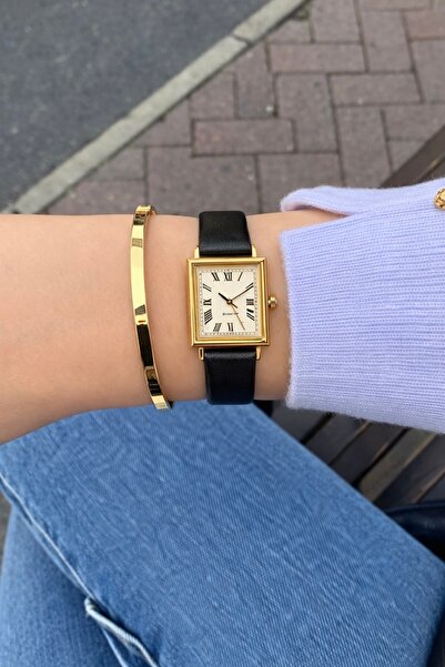 Sobce Retro Minimal Şık Deri Kahve Kordon Kadın Kol Saati