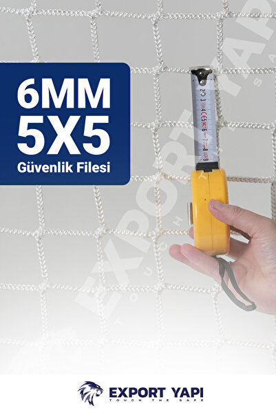 EXPORTYAPI Güvenlik Ağı – 5 cm Gözenek – 6 mm ip – Güvenlik Filesi – İnşaat F...
