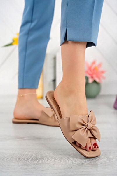 DUDYEN SHOES Papuci de damă casual cu fundă bej