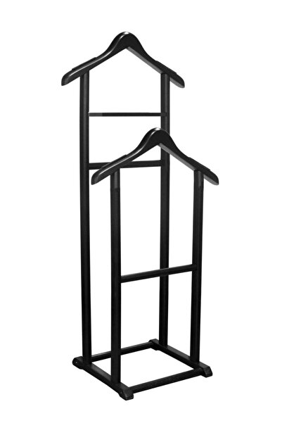 NYN Ahşap Dilsiz Uşak Siyah Renk Çift Tepeli Ayaklı Askı 1 Adet