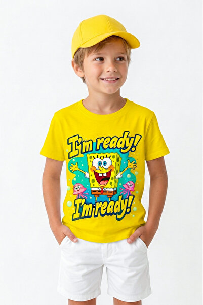 BookOrBook Tricou pentru copii SpongeBob Im Ready 100% bumbac de calitate pre...
