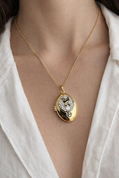 Modex Steel Gold Color Phoenix Pendant with Opening Cover (40+5cm)