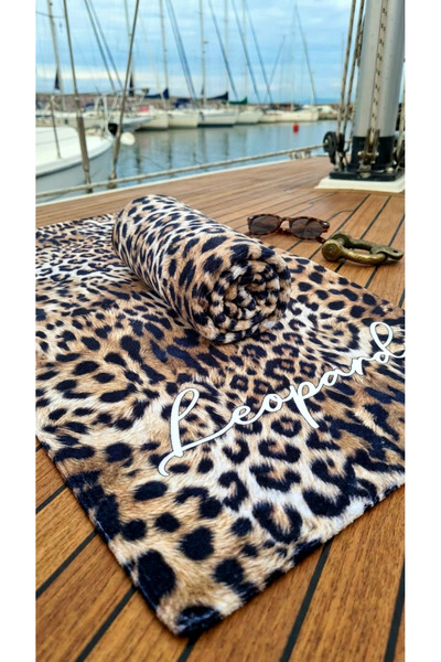 Miami Beach منشفة شاطئ أنيقة للجنسين بنقشة الفهد 70x150 098-