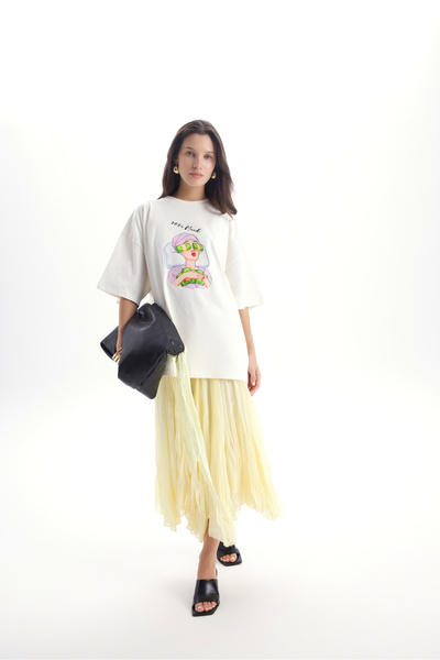 BOHEMAİ Assa Pileli Sarı Etek