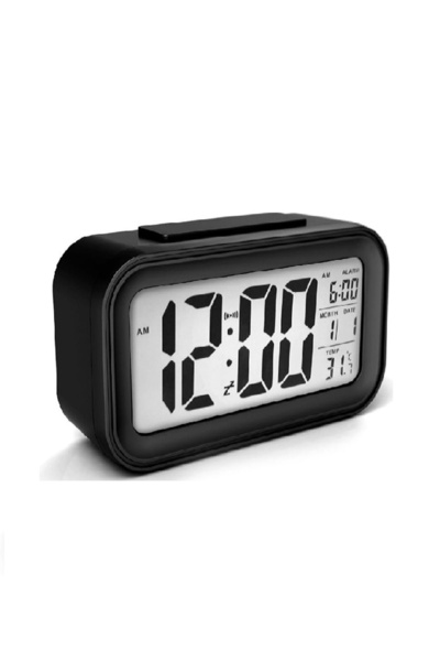 checkmate Dijital Masa Saati Fotoselli Alarmlı Işıklı Termometre Takvim siyah...