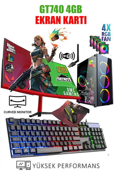 Dmc N90x (GTA 5) I7-860,16GB RAM,256GB SSD,4GB GT740,24"100hz Curved Oyuncu M...